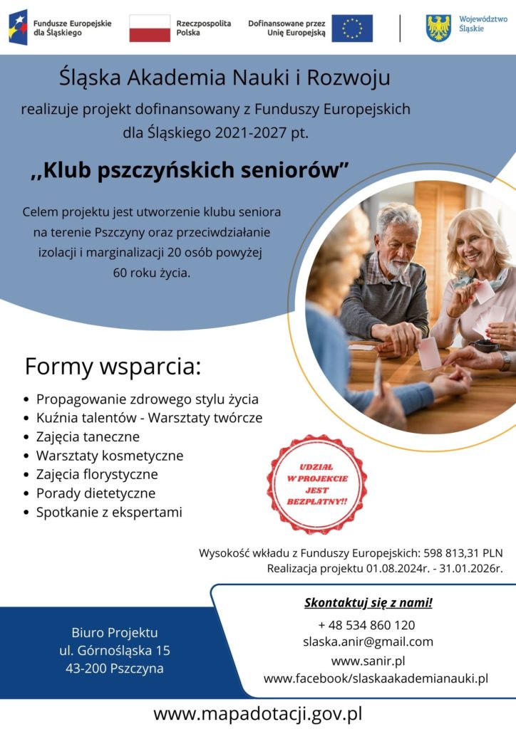 Plakat projektu Klub pszczyńskich seniorów